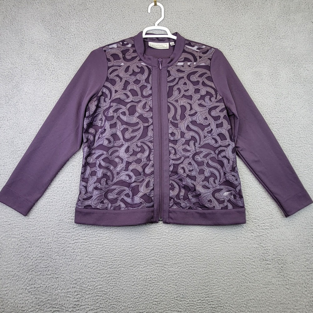Simonton Says Womens Jacket Size Large Purple‎ Full Zip Long Sleeve High Neck